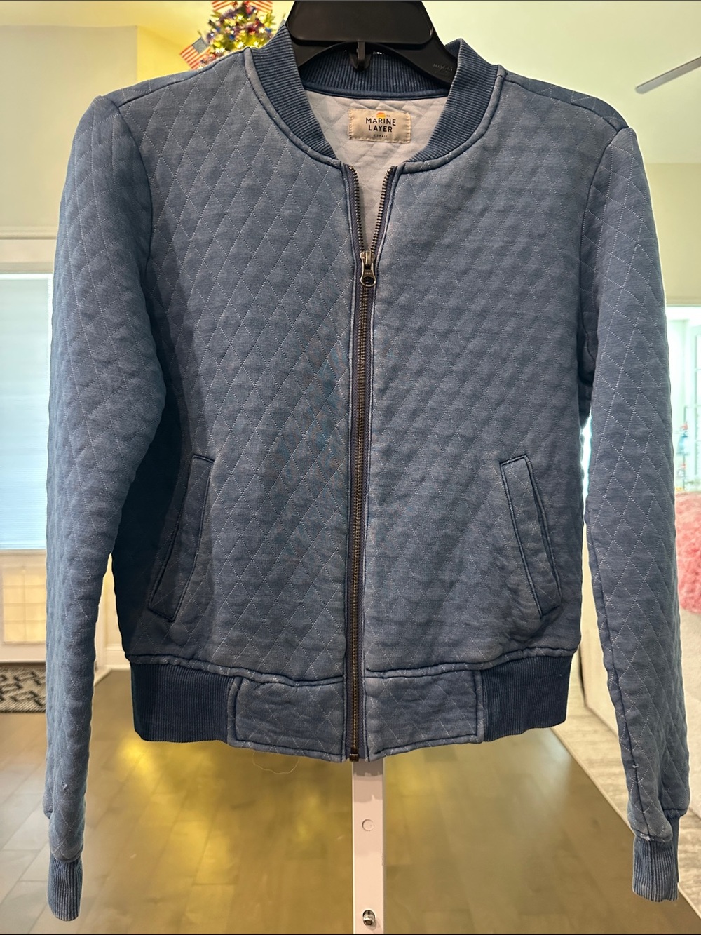 Marine Layer Atlantic Bomber Jacket in Mid indigo Wash XS